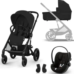 Poussette trio naissance balios s lux 3 moon black + siège auto cloud g i-size confort + nacelle - édition limitée