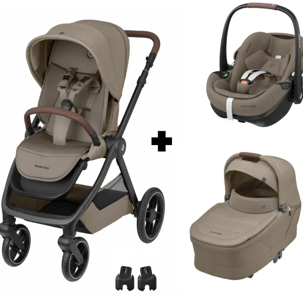 Poussette trio oxford + siège auto pebble 360 pro 2 + nacelle sense twillic truffle
