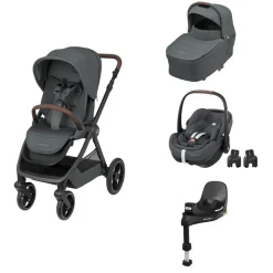 Poussette trio oxford + siège auto pebble 360 pro 2 + nacelle sense twillic graphite + base familyfix 360 pro