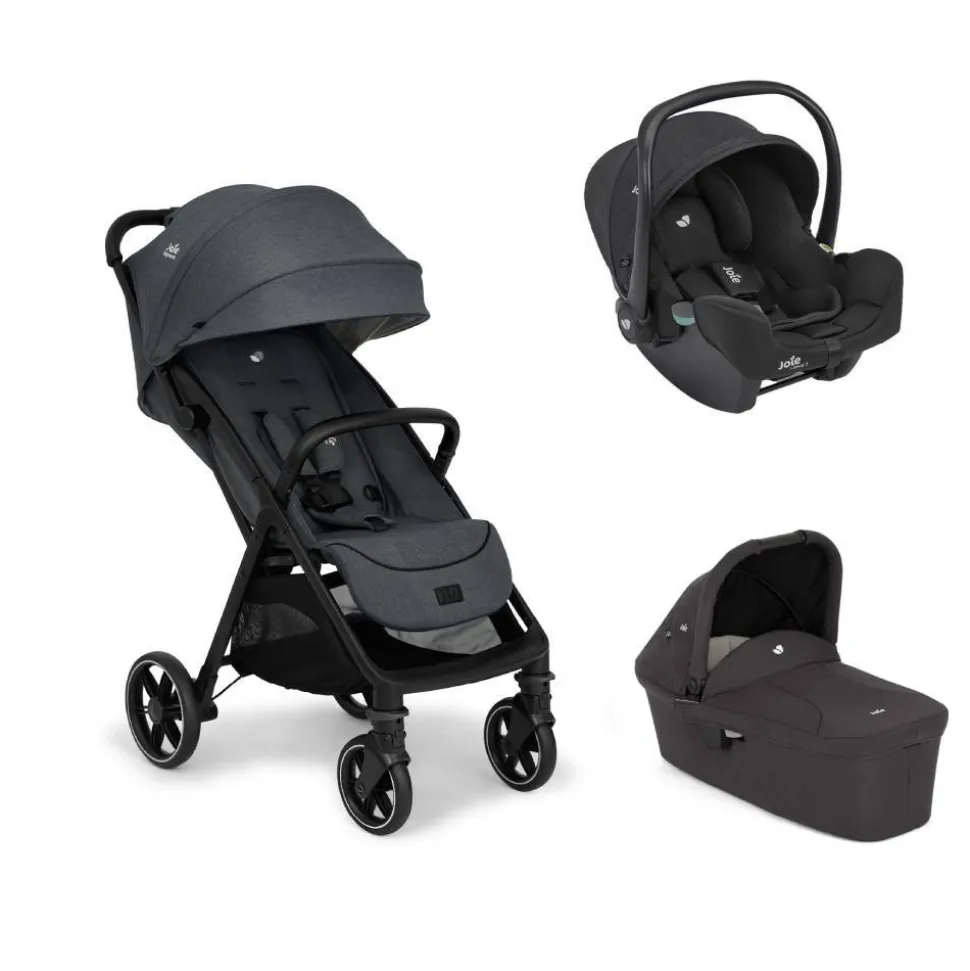 Poussette trio parcel lx signature ebony + siège auto i-snug 2 raven + nacelle ramble shale