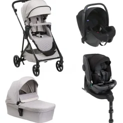 Poussette trio seety florence beige + siège auto kory i-size essential + nacelle seety + bi-seat air i-size + base 360°
