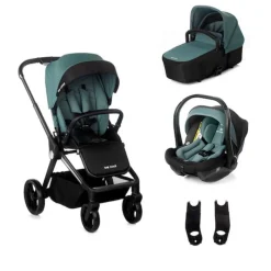 Poussette trio stratos avec nacelle stratos et coque travel carrier be teal
