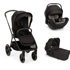 Poussette trio triv lx + siège auto arra flex + nacelle lytl caviar