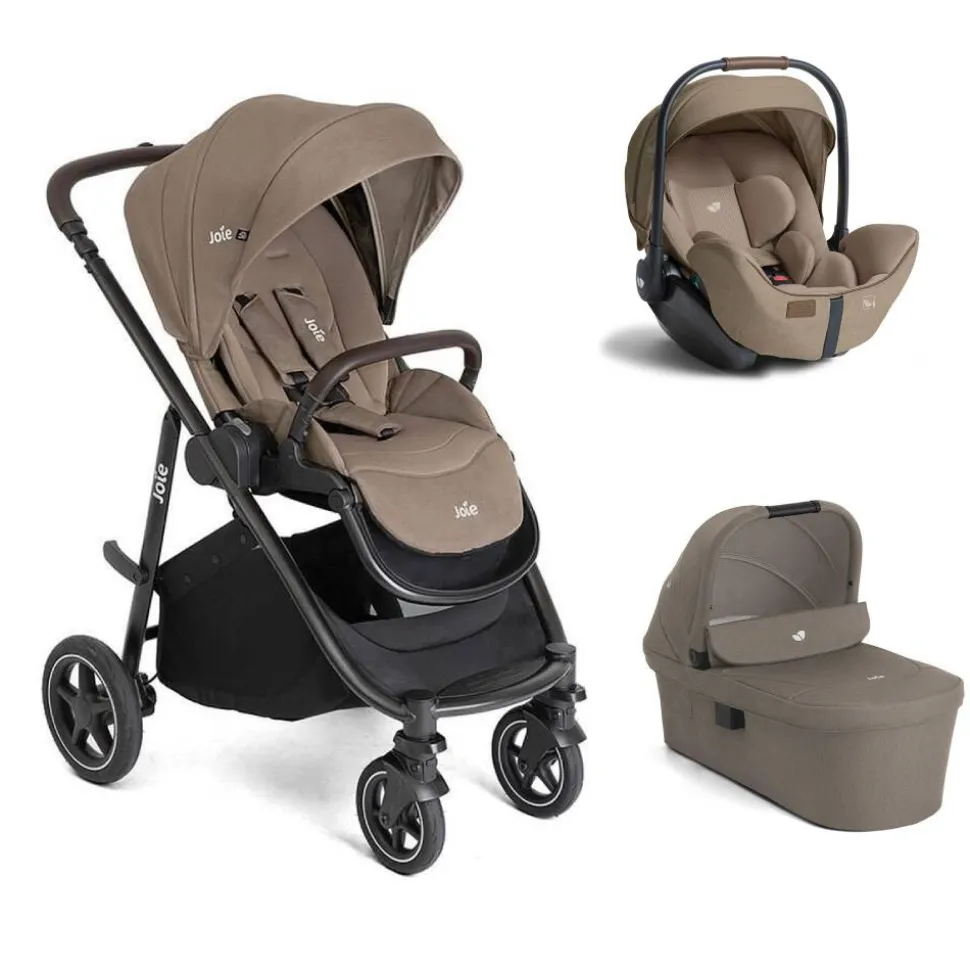 Poussette trio versatrax + siège auto i-level pro sandstone + nacelle ramble xl cashew