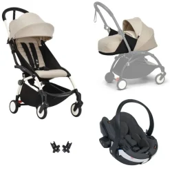 Poussette trio yoyo 3 - châssis blanc pack 0+ & 6+ bonpoint + siège auto izi go modular x2 by besafe