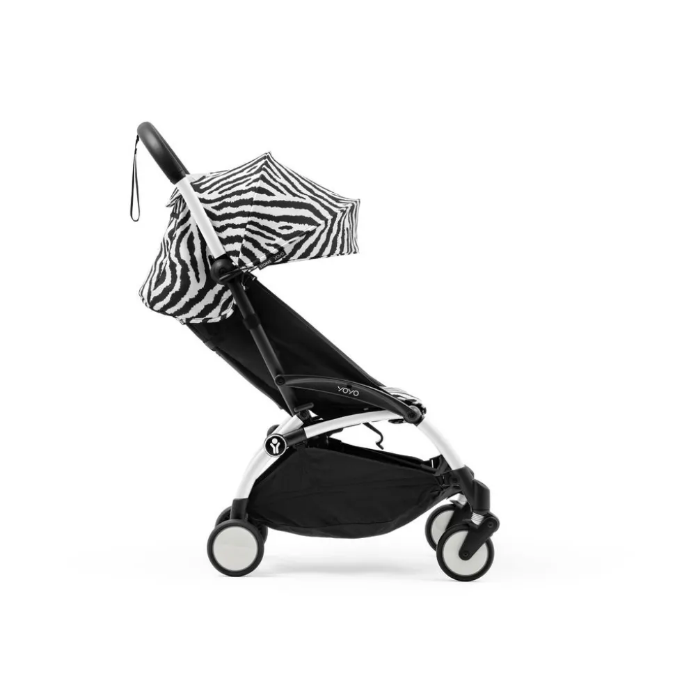 Poussette trio yoyo 3 - châssis blanc pack 0+ & 6+ zebra / noir + siège auto izi go modular x2 by besafe