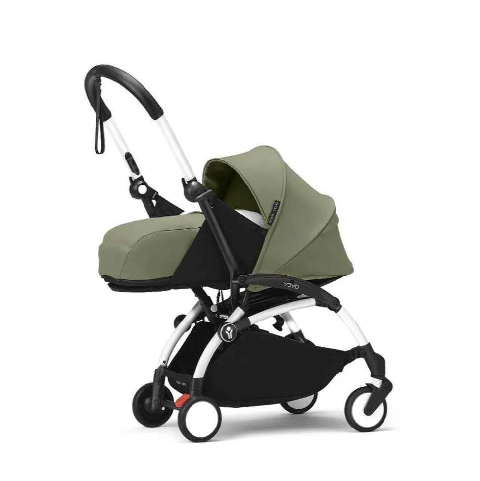 Poussette trio yoyo 3 - châssis blanc pack 0+ & 6+ olive + siège auto izi go modular x2 by besafe