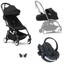 Poussette trio yoyo 3 - châssis noir pack 0+ & 6+ noir + siège auto izi go modular x2 by besafe