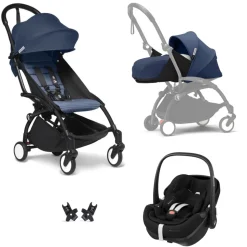 Poussette trio yoyo 3 pack 0+ & 6+ et siège auto pebble 360 pro² black - châssis noir - bleu air france