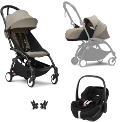 Poussette trio yoyo 3 pack 0+ & 6+ et siège auto pebble 360 pro² black - châssis noir - taupe