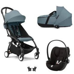 Poussette trio yoyo 3 pack 6+ et siège auto pebble 360 pro² + nacelle yoyo - chassis blanc - taupe