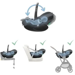 Poussette trio yoyo 3 pack 6+ et siège auto pebble 360 pro² + nacelle yoyo - chassis noir - toffee