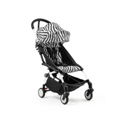 Poussette trio yoyo 3 + siège auto cloud t black + nacelle - châssis blanc - zebra / noir