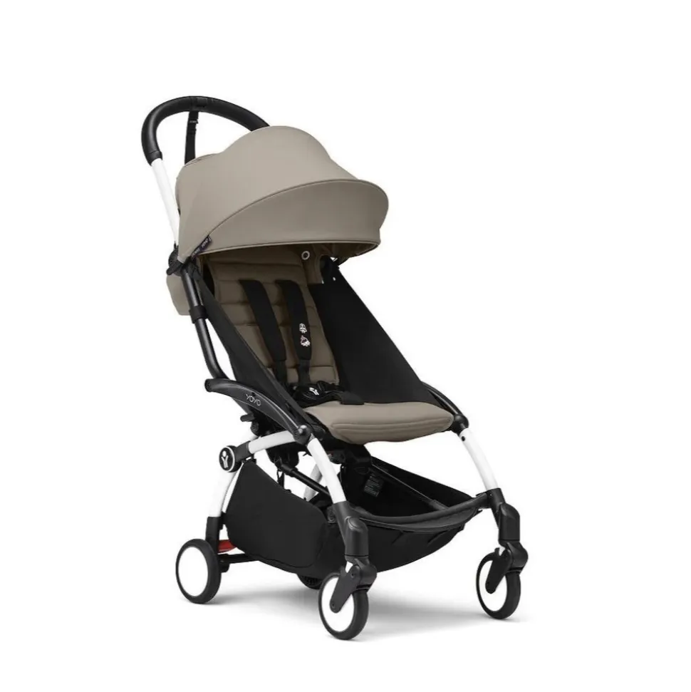 Poussette yoyo 3 châssis blanc pack 6+ taupe