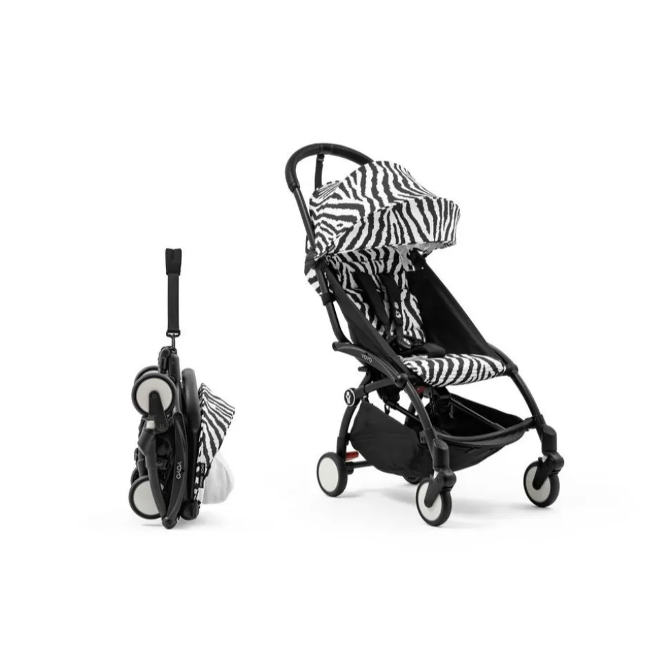 Poussette yoyo 3 châssis noir pack 6+ zebra - wild collection