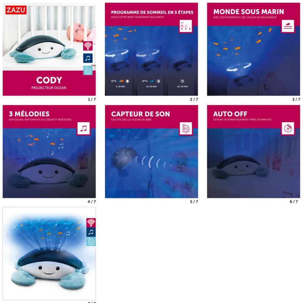 Projecteur lumineux et sonore cody le crabe