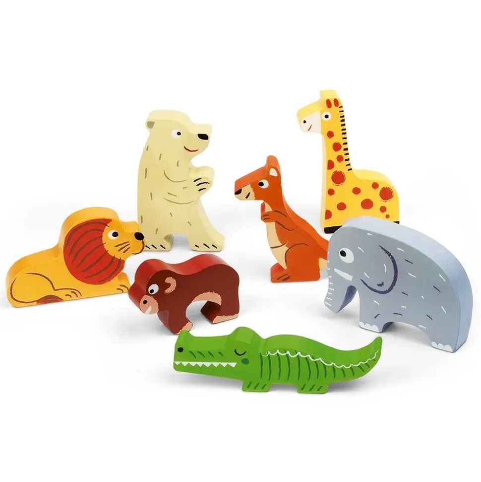 Puzzle en bois chunky animaux du zoo 7 pièces