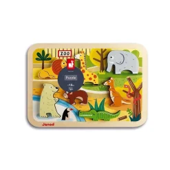 Puzzle en bois chunky animaux du zoo 7 pièces
