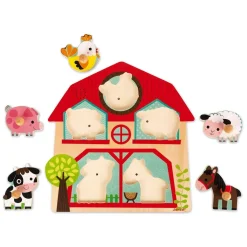 Puzzle en bois musical les copains de la ferme 5 pièces