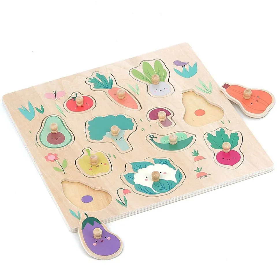 Puzzle encastrement en bois légumes du jardin