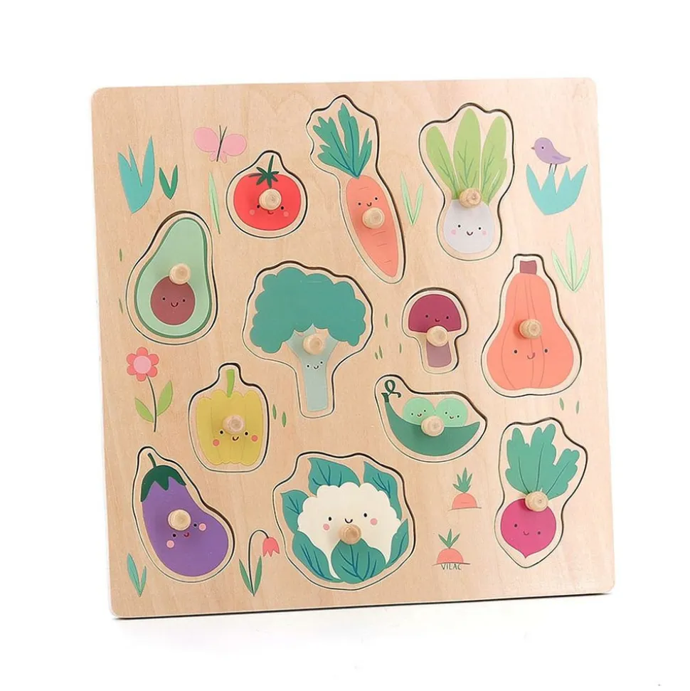 Puzzle encastrement en bois légumes du jardin