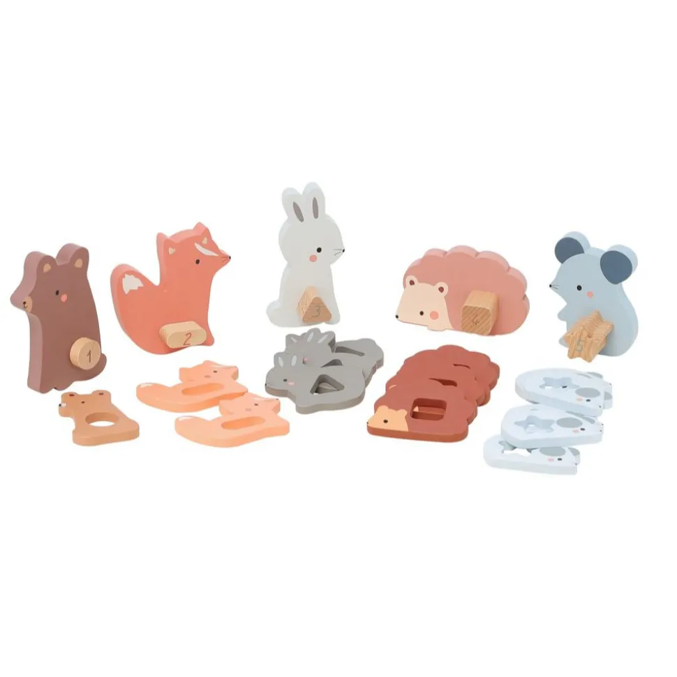 Puzzles 3d en bois animaux à compter et associer