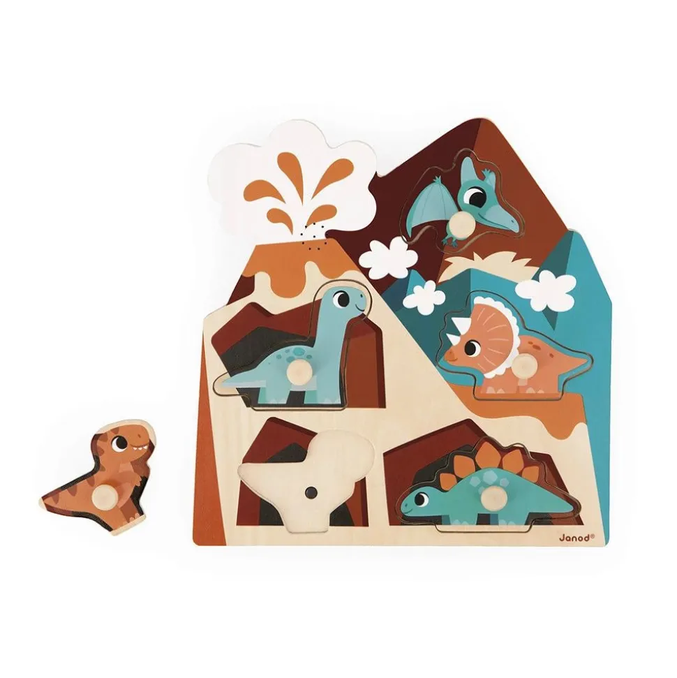 Puzzle sonore en bois enfant 5 pièces dinosaures