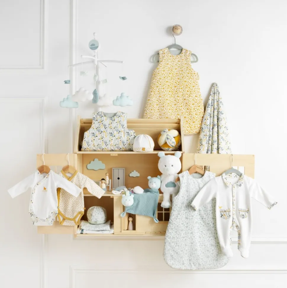 Pyjama bébé blanc 3 mois col motif végétal promenons nous