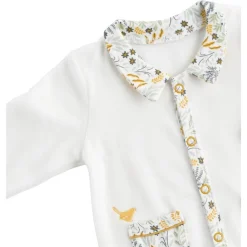 Pyjama bébé blanc 1 mois col motif végétal promenons nous