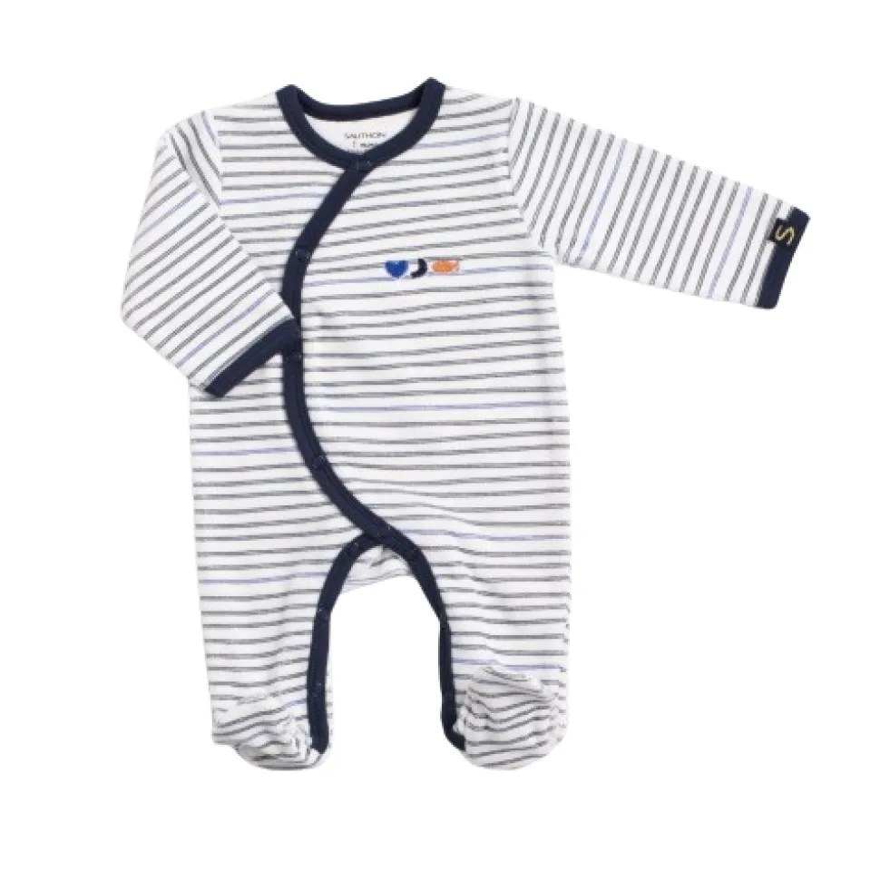 Pyjama bébé blanc naissance baby sailor à rayures