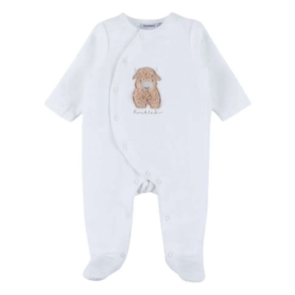 Pyjama bébé en velours blanc - fluffy 3 mois