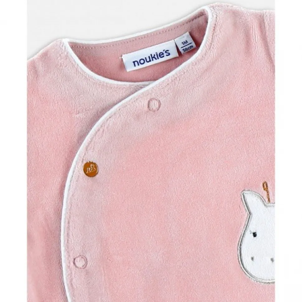 Pyjama bébé en velours girafe rose - 0 mois