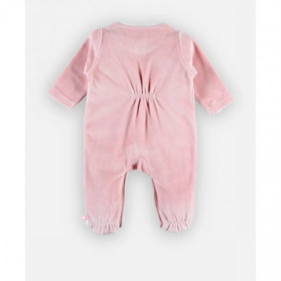 Pyjama bébé en velours girafe rose - 0 mois