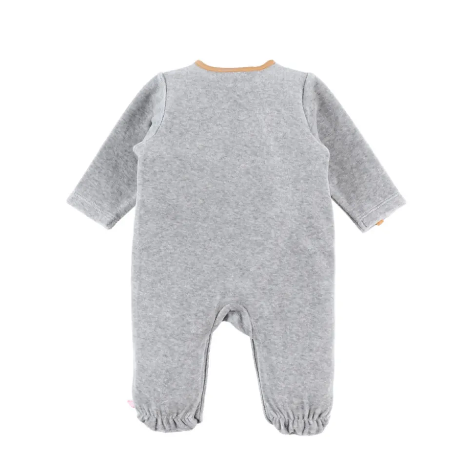 Pyjama bébé velours babou et kendi gris 12 mois
