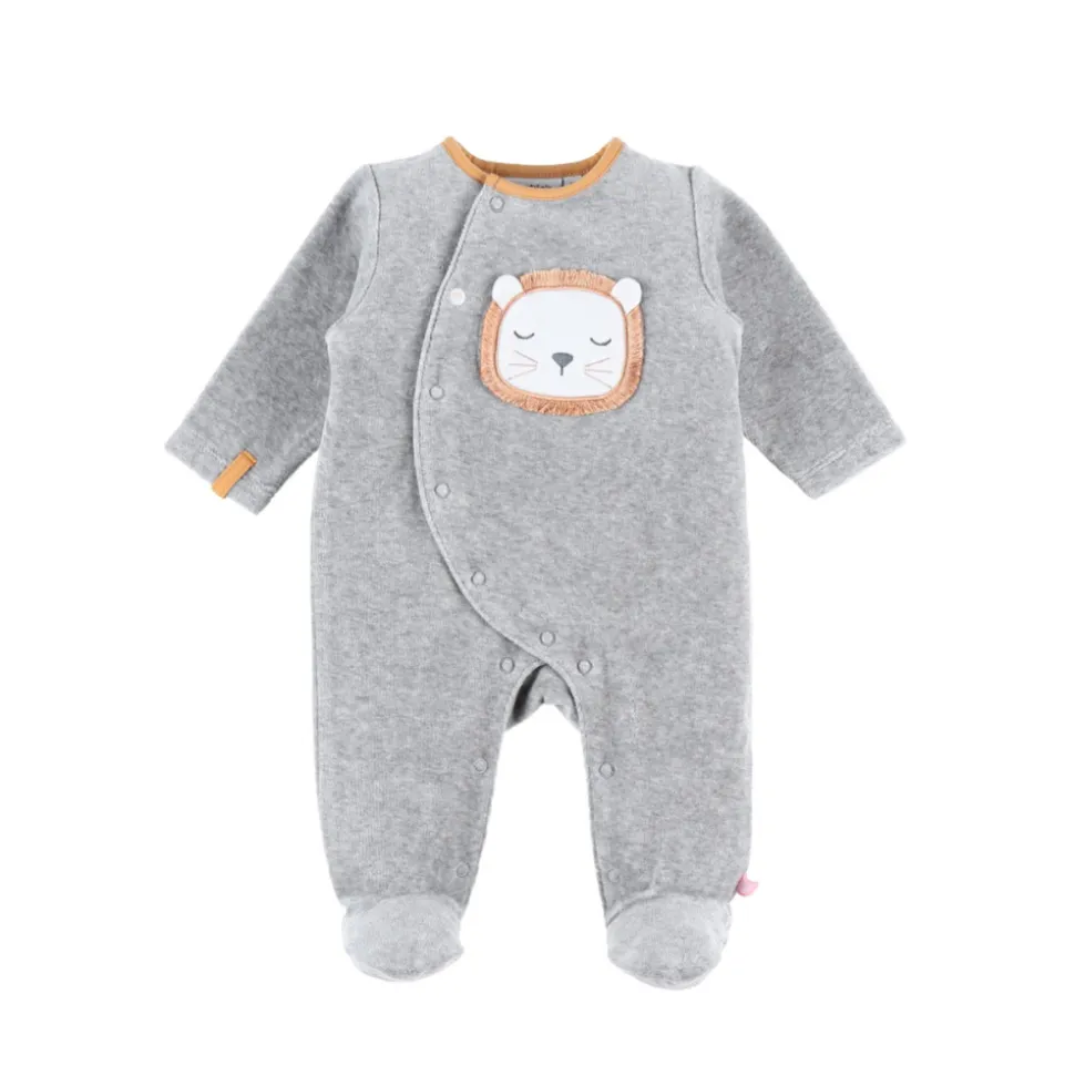 Pyjama bébé velours babou et kendi gris 12 mois