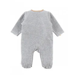 Pyjama bébé velours babou et kendi gris prématuré