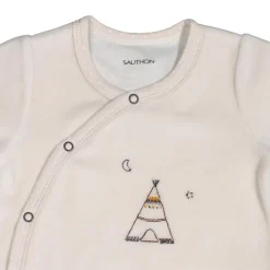 Pyjama bébé velours beige 3 mois timouki