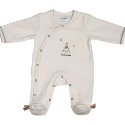 Pyjama bébé velours beige naissance timouki