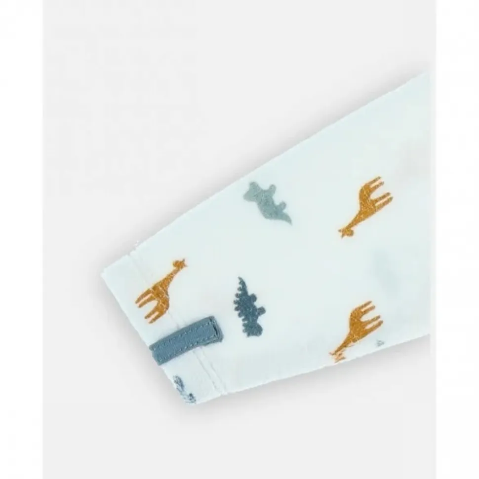 Pyjama bébé velours blanc dinosaures et girafes naissance