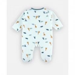 Pyjama bébé velours blanc dinosaures et girafes naissance