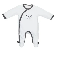 Pyjama bébé velours blanc 1 mois ouverture côtvé panda chao chao