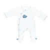 Pyjama bébé velours blanc 3 mois ouverture côté blue baleine