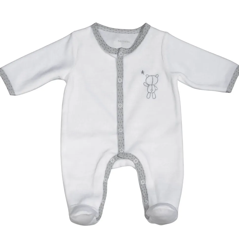 Pyjama bébé velours blanc ours céleste naissance