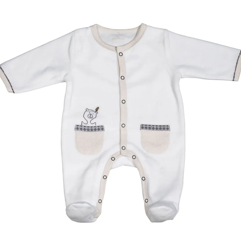 Pyjama bébé velours blanc ours timouki 3 mois