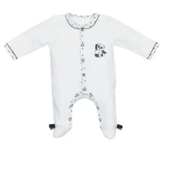 Pyjama bébé velours blanc panda chao chao naissance ouverture devant