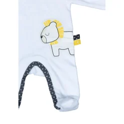 Pyjama bébé velours lion pluche et pompon naissance
