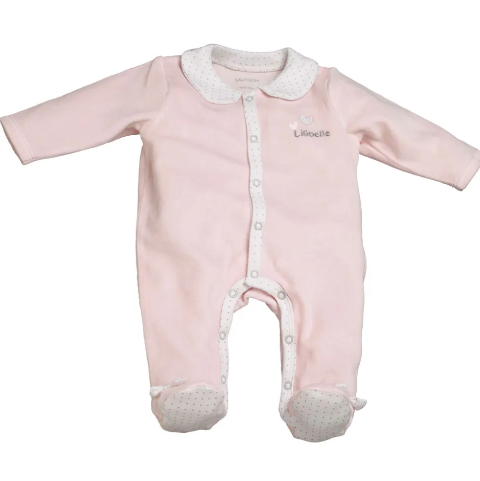 Pyjama bébé velours rose lilibelle naissance