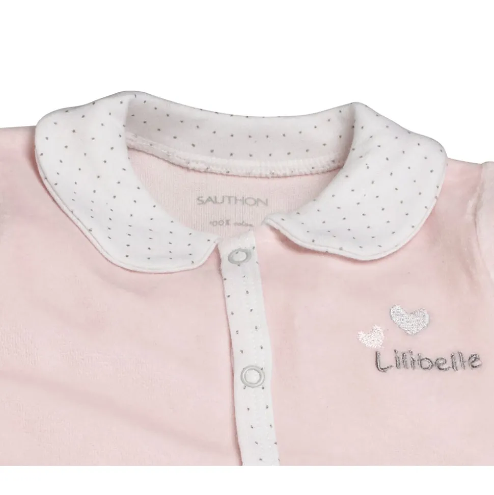 Pyjama bébé velours rose lilibelle 3 mois