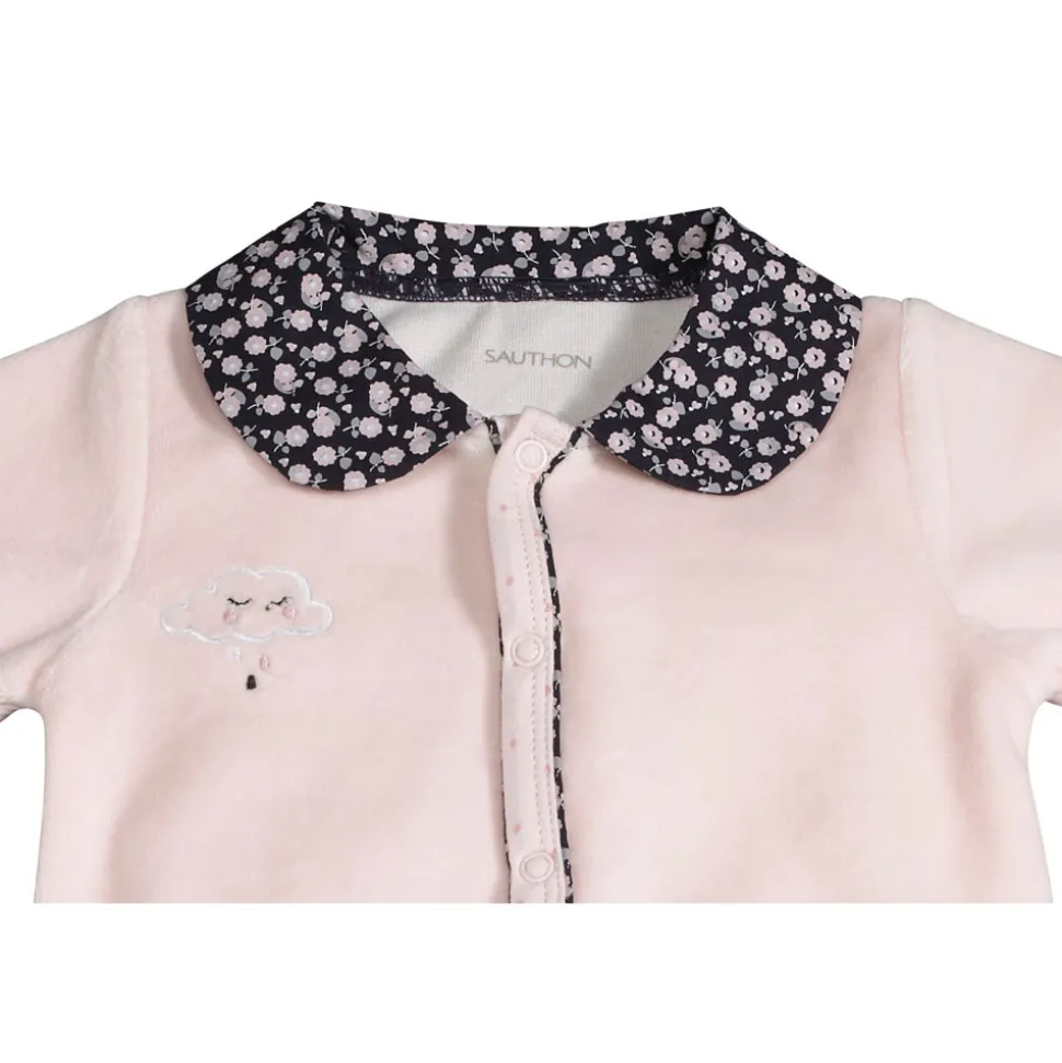 Pyjama bébé velours rose miss fleur de lune naissance