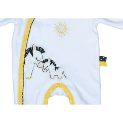 Pyjama bébé velours zebre pluche et pompon naissance